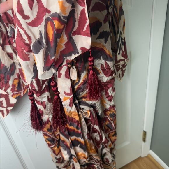 Farm Rio Cream Toucans Scarf Maxi Dress S - Picture 4 of 10